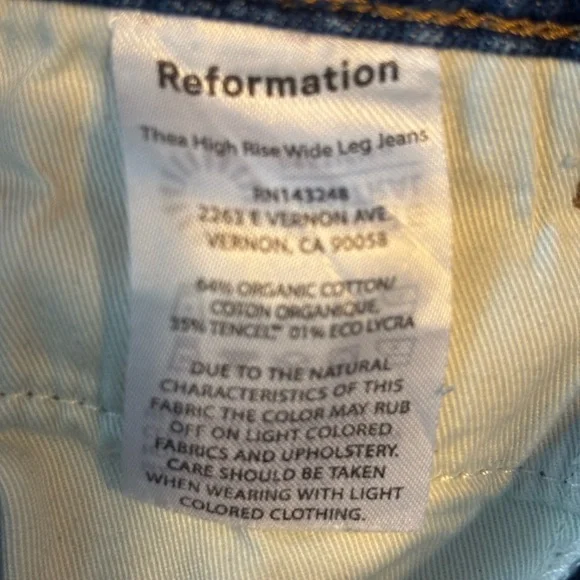 Reformation Thea High Rise Wide Leg Pants Jeans Dark Wash Size 27 Perfect! - Picture 6 of 7